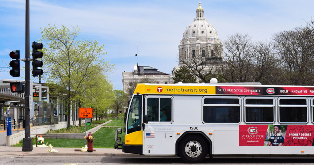 Metro Transit bus outside the Minnesota State Capitol