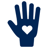 Volunteer hand with heart icon